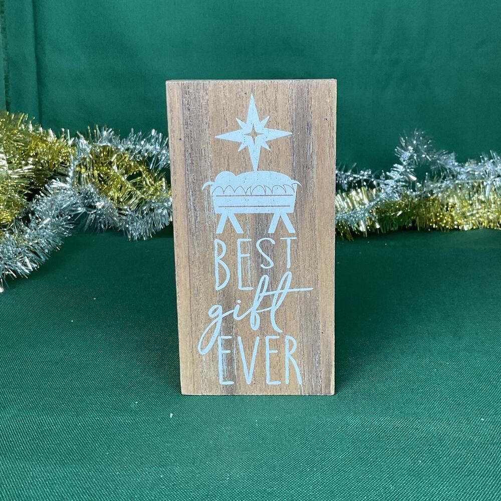 Nativity Wooden Block Sign Best Gift Ever Manger Star Christmas Decor